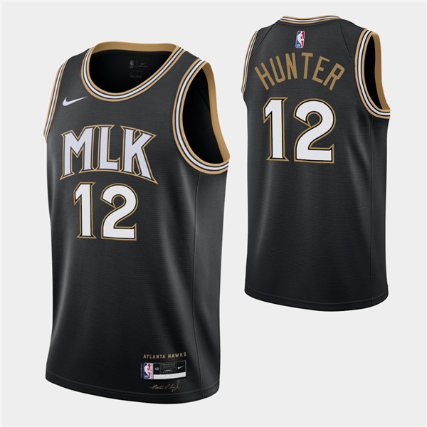 Men's Atlanta Hawks #12 De'andre Hunter 2020-21 Black NBA City Edition Stitched Jersey